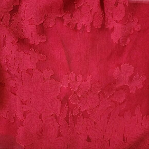 Katherine Barclay Montreal Womens Sheer Blouse Red Long Sleeve Split Neck Size M - Picture 8 of 8